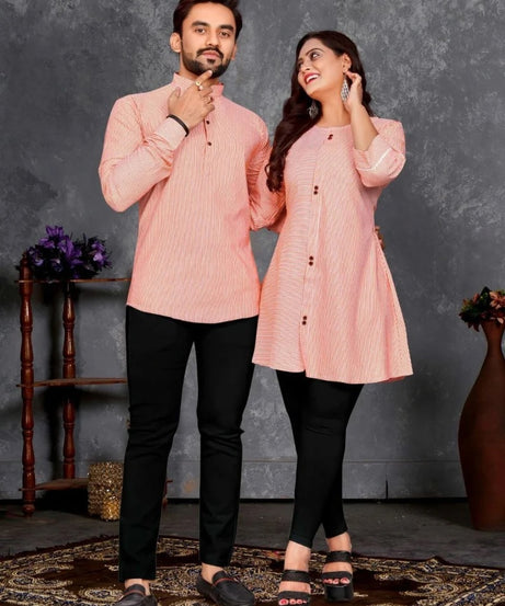 Premium Linen Cotton Couple Combo Set