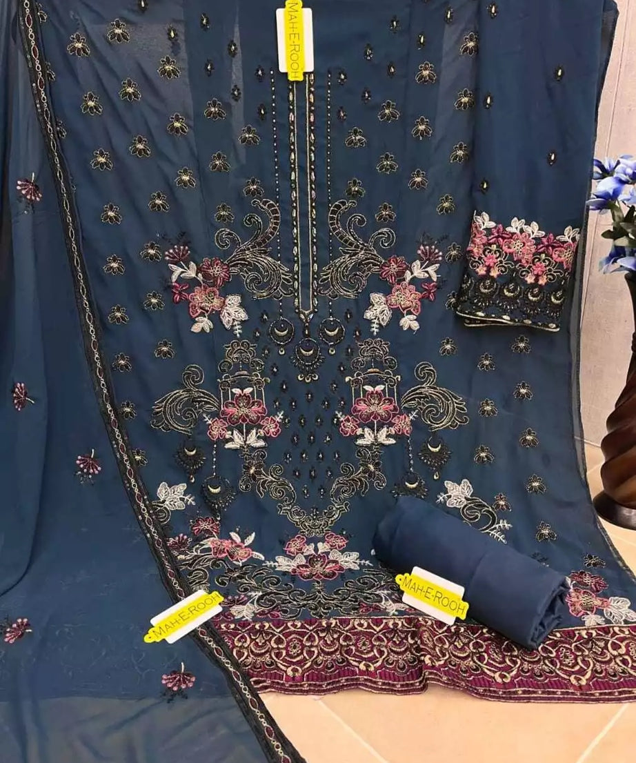 Georgette With Embroidery Stitched Work Salwar Kameez Suit