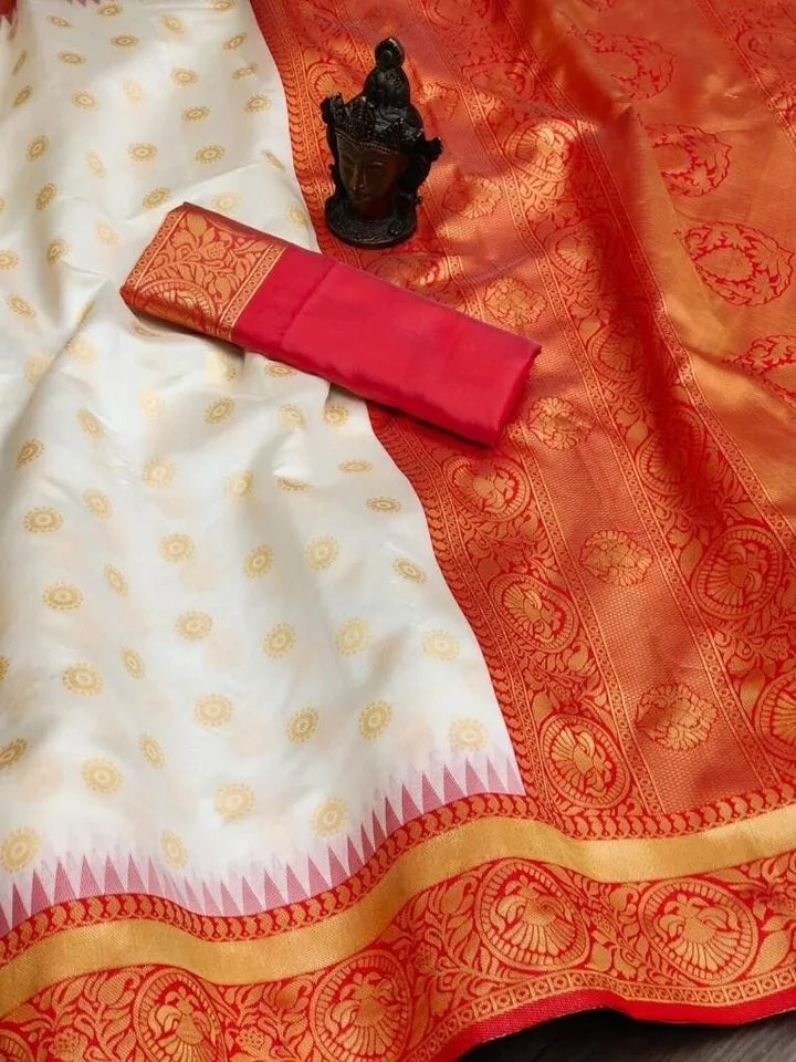 Designer Classic Banarasi Soft Silk Saree With Blouse For Women's