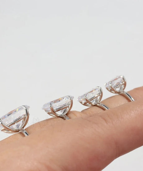 Oval Cut Diamond Sterling Silver Ring