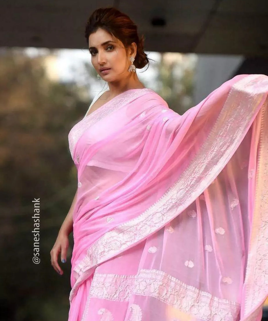 Soft Linen Slub Fancy Saree With Blouse For Women's