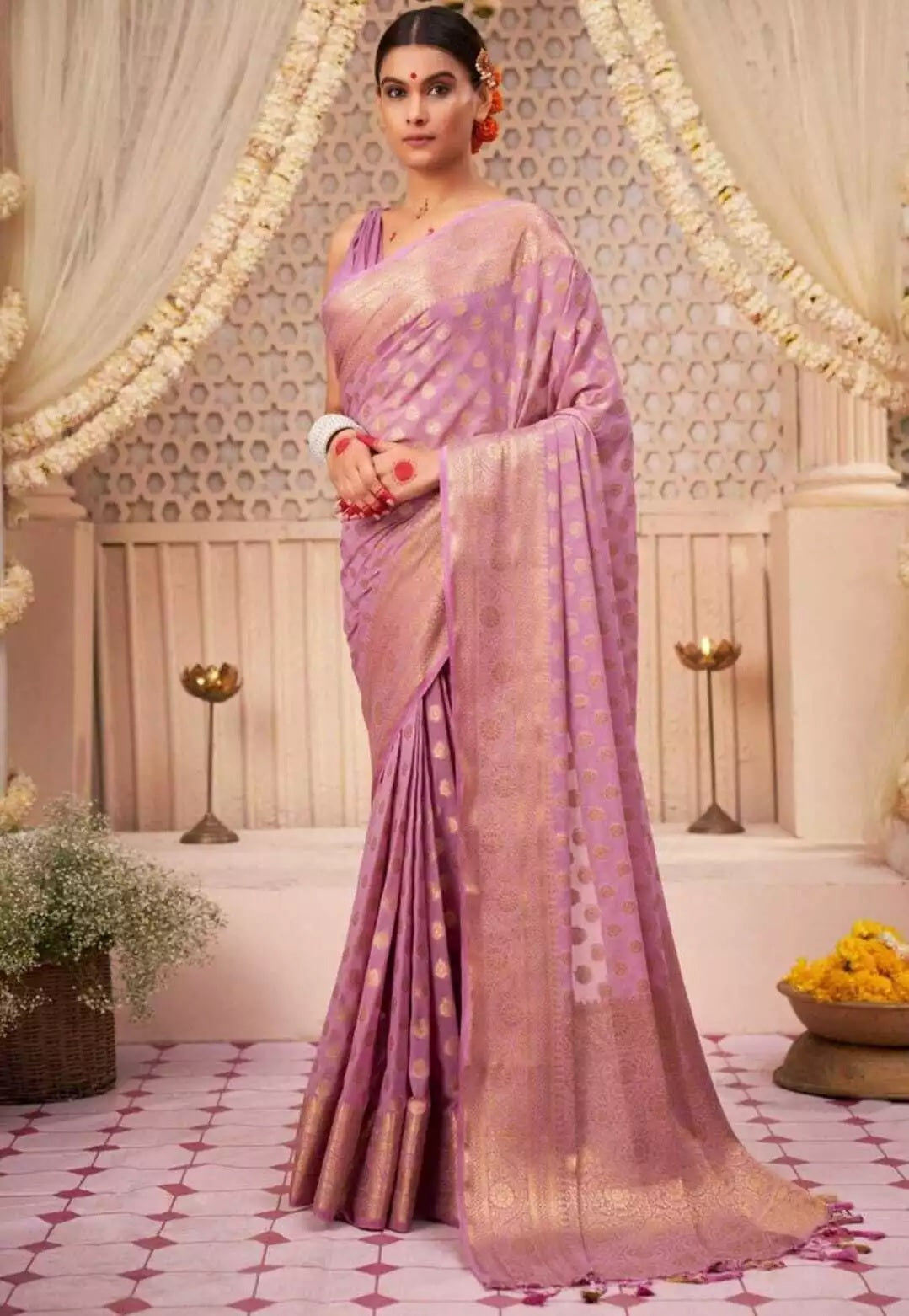 Banarasi Soft Silk Saree With Blouse For Women's