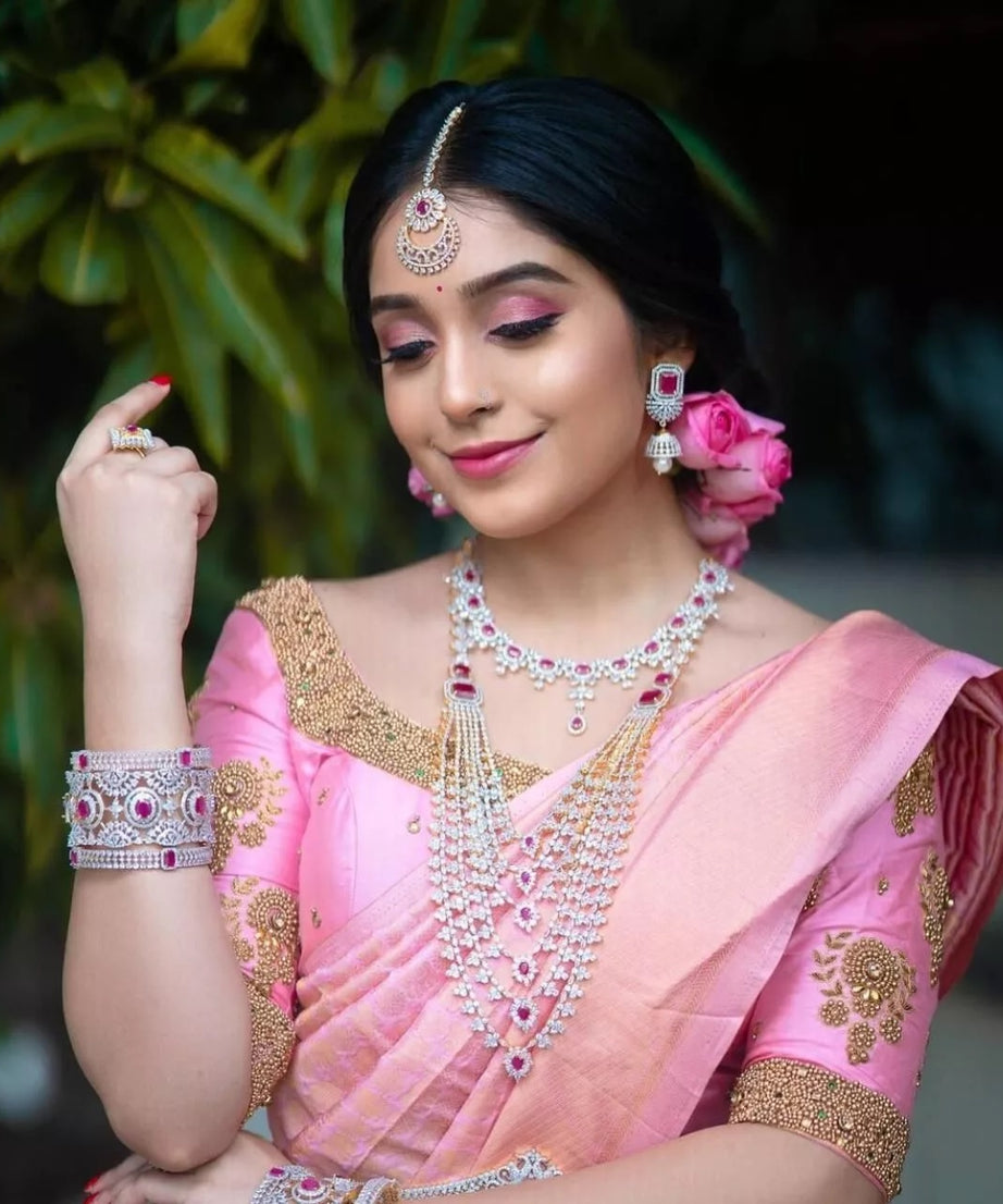 Soft Lichi Silk Wedding Classic Saree For Women's