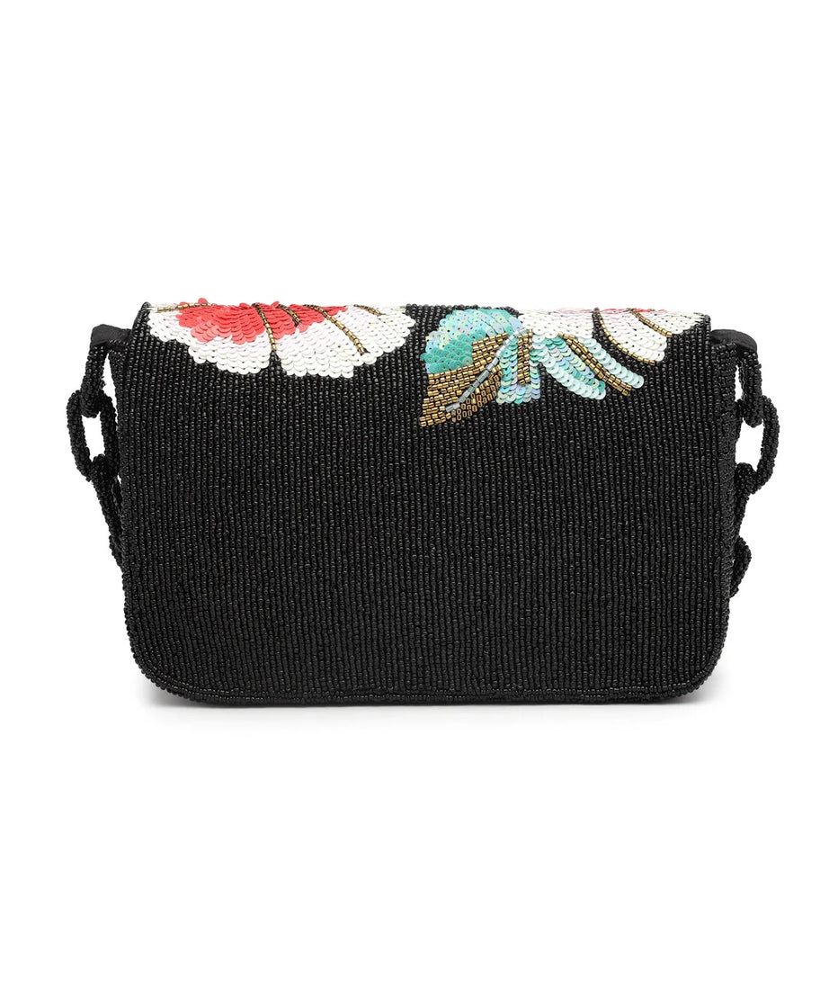 Coffer Floral Embellished Faux Silk Clutch