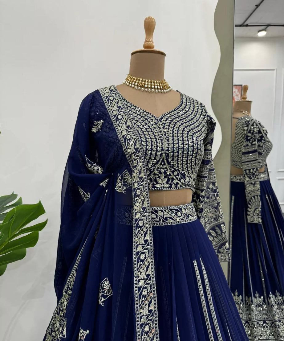 Designer Style Faux Georgette Lehenga Blouse & Dupatta
