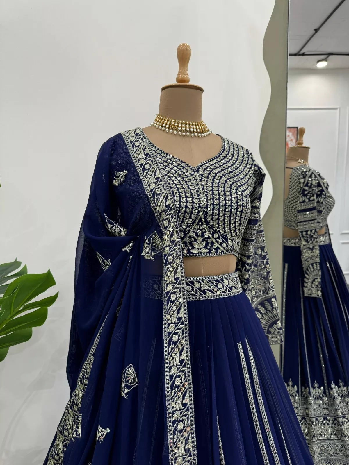 Designer Style Faux Georgette Lehenga Blouse & Dupatta