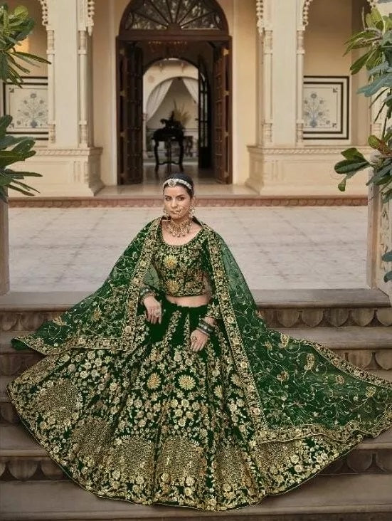 9000 Heavy Velvet Festival Classic Indian Bollywood Lehenga Blouse Dupatta