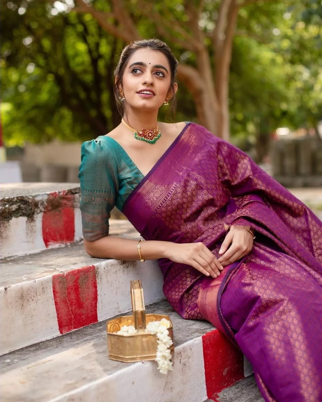 Soft Lichi Silk Saree With Blouse,Indian Party Wear Sari
