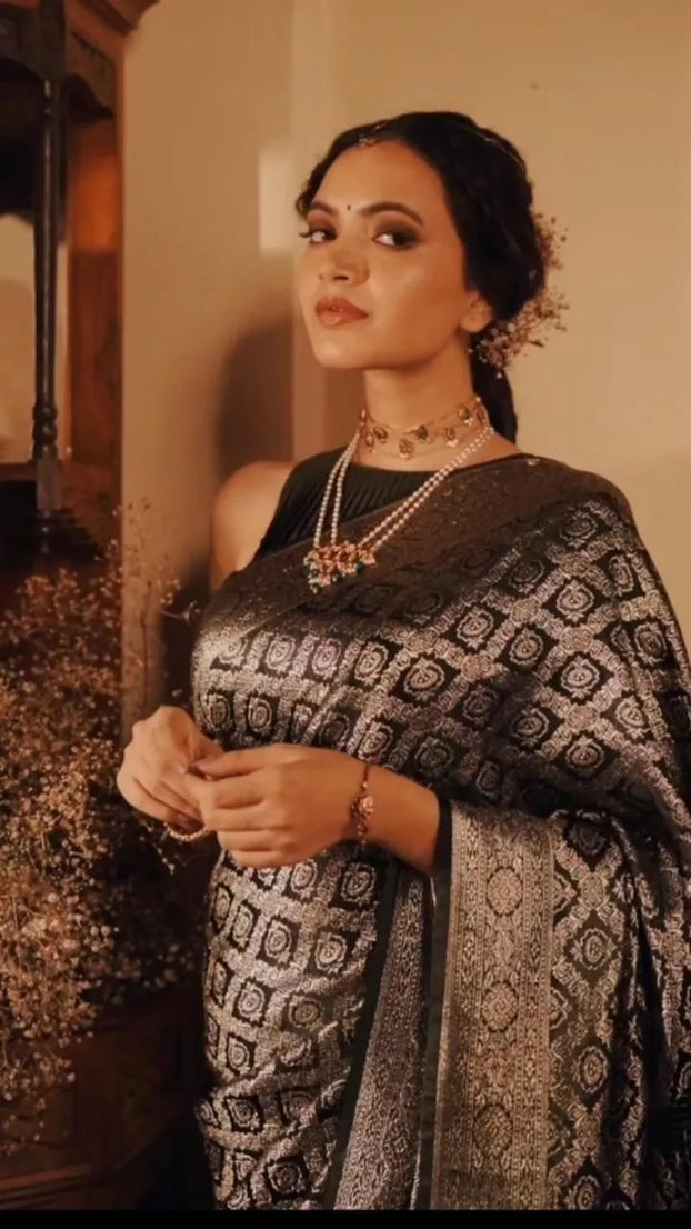 Soft Lichi Silk With Jacquard Work Fancy Saree With Blouse