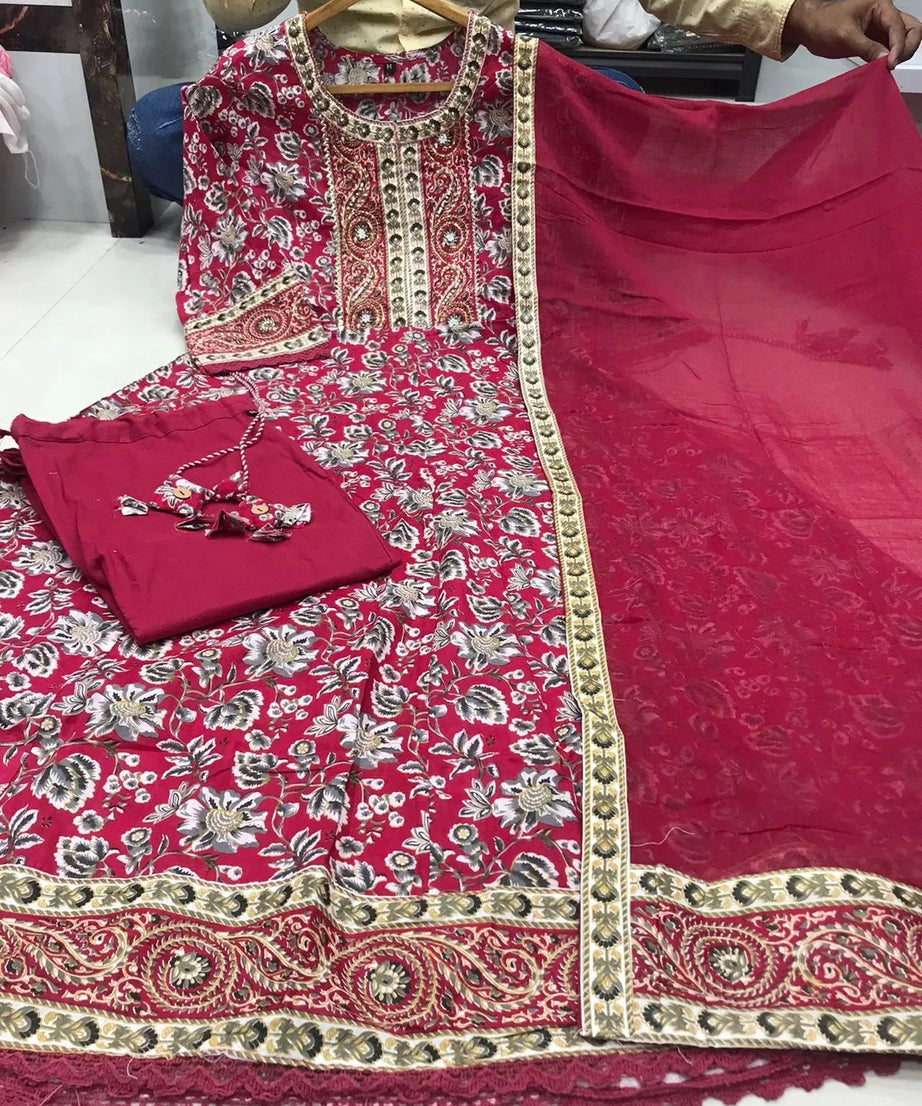 Cotton Print Fancy Bollywood Style Kurti Pant Dupatta