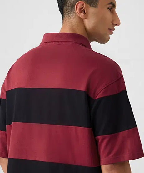 Colourblock Red Flame Oversized Polos