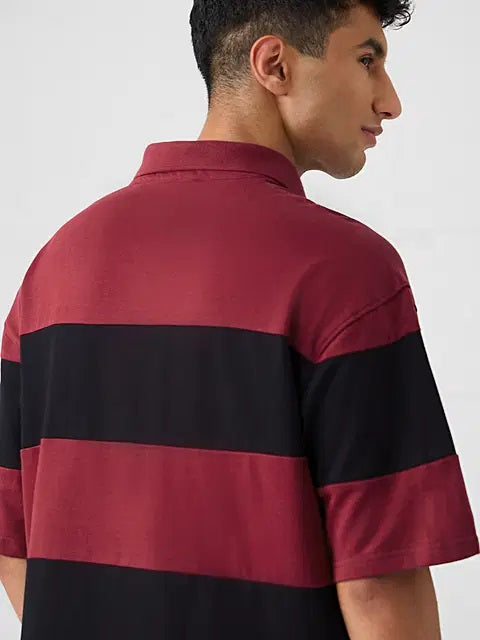 Colourblock Red Flame Oversized Polos