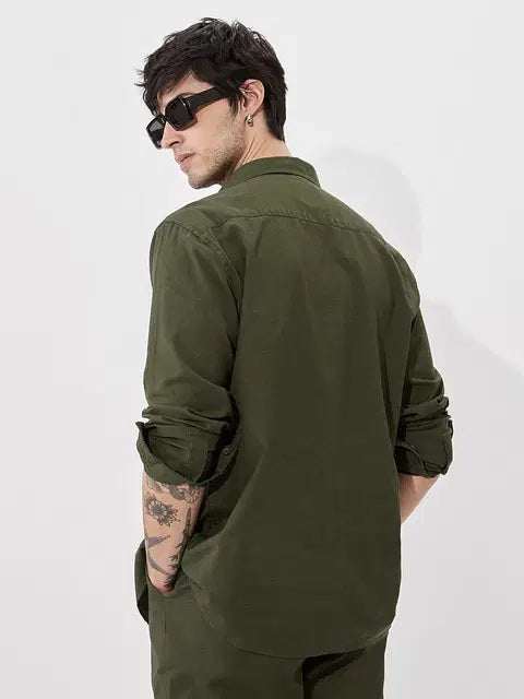 Dark Sage Cotton Linen Shirts
