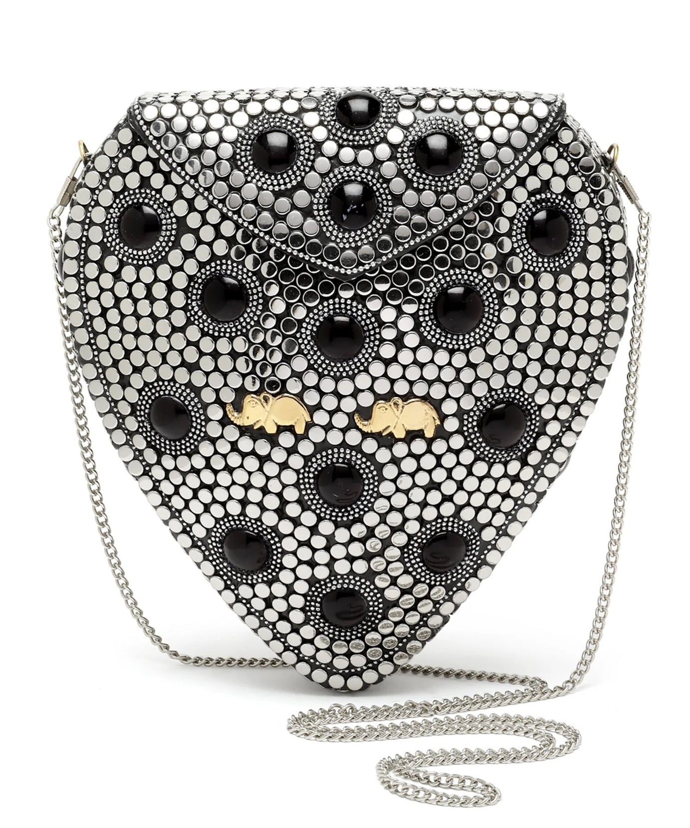Mosaic Embellished Metal Box Clutch