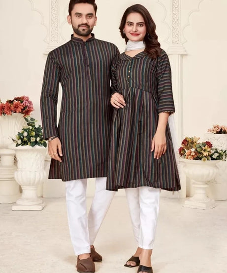 Pure Linen Cotton Couple Combo Set