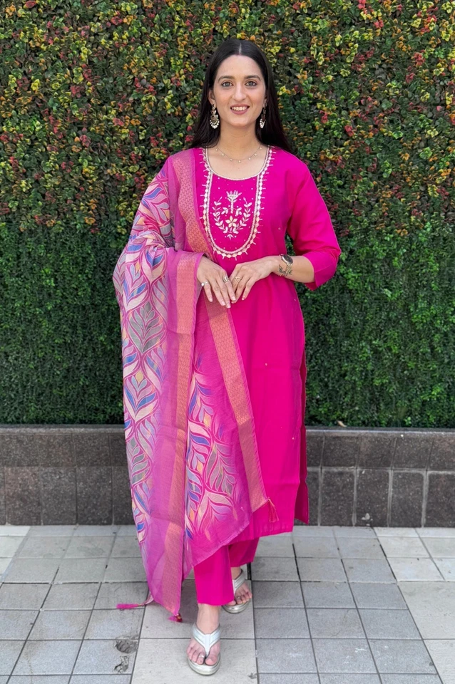 Beautiful Premium Roman Silk Designer Full Stitched Top Pant & Dupatta Set 12-KR