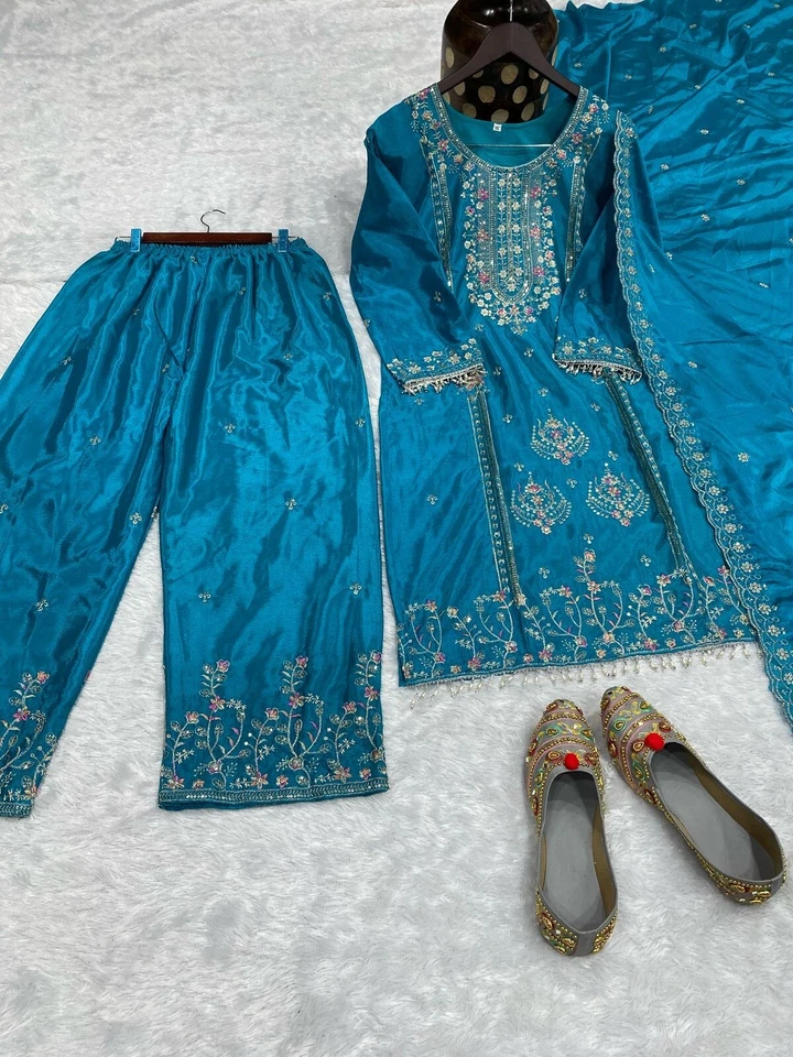 Beautiful Classic Heavy Pure Chinon  Kurti Bottom & Dupatta Set 12-DC