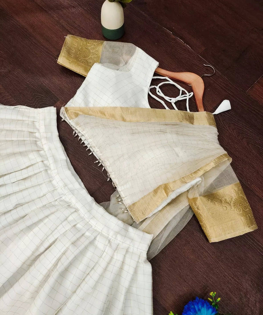 Organza Weaving Chex Lehenga Blouse Dupatta