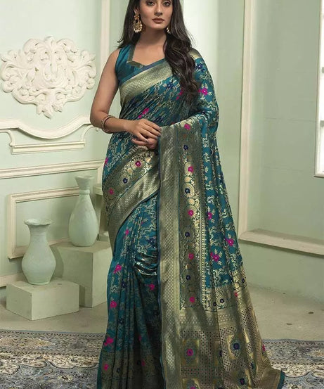 Classic Banarasi Soft Silk Wedding Sari & Blouse