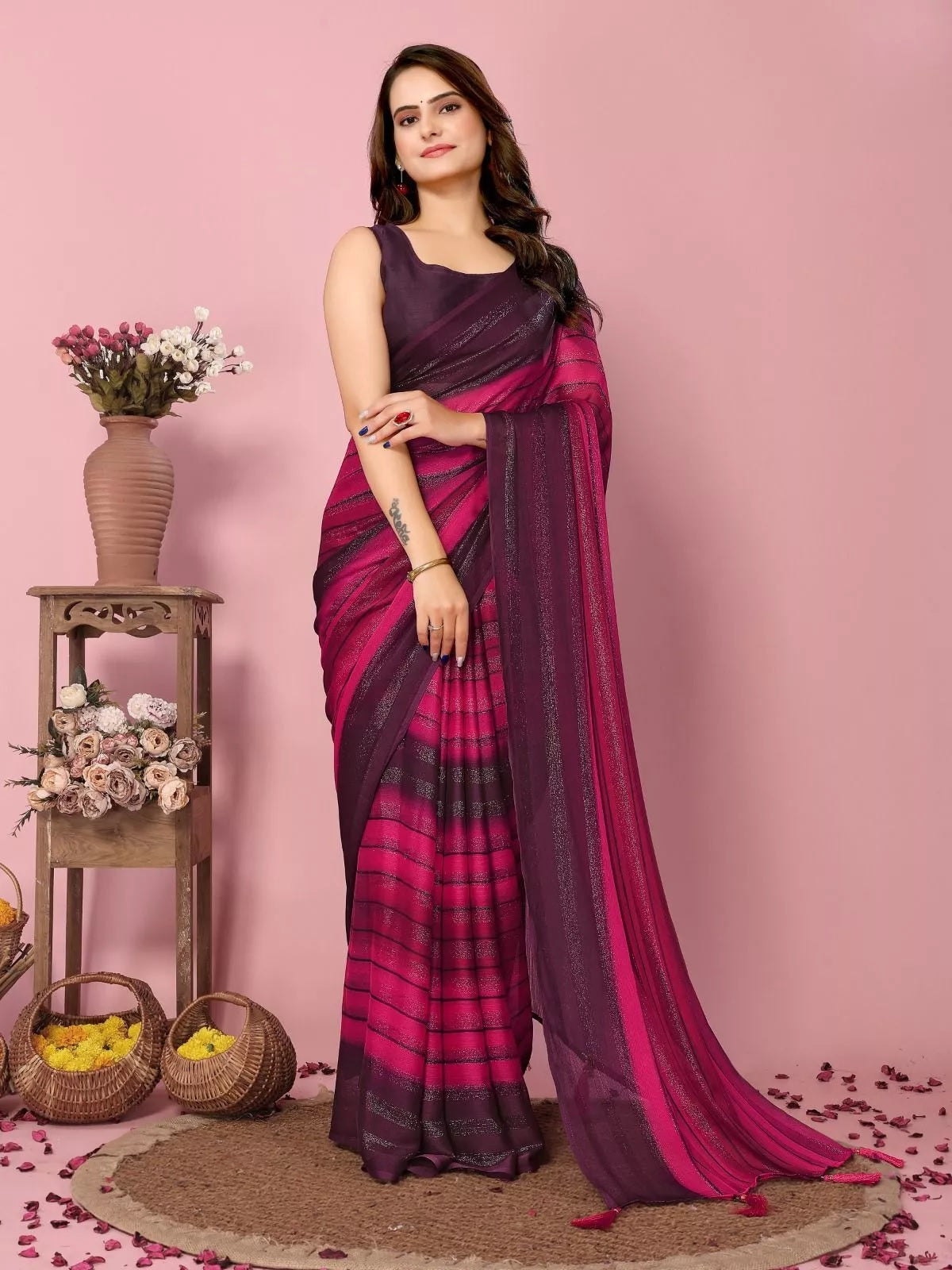 Traditional Rangoli Zari Silk Saree Blouse