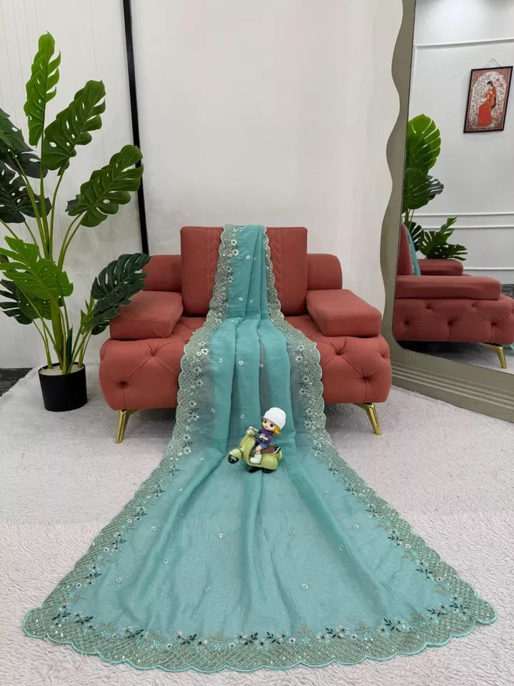 Party Wedding Wear Stylish Crunchy Silk Saree,Traditional Festival Sari