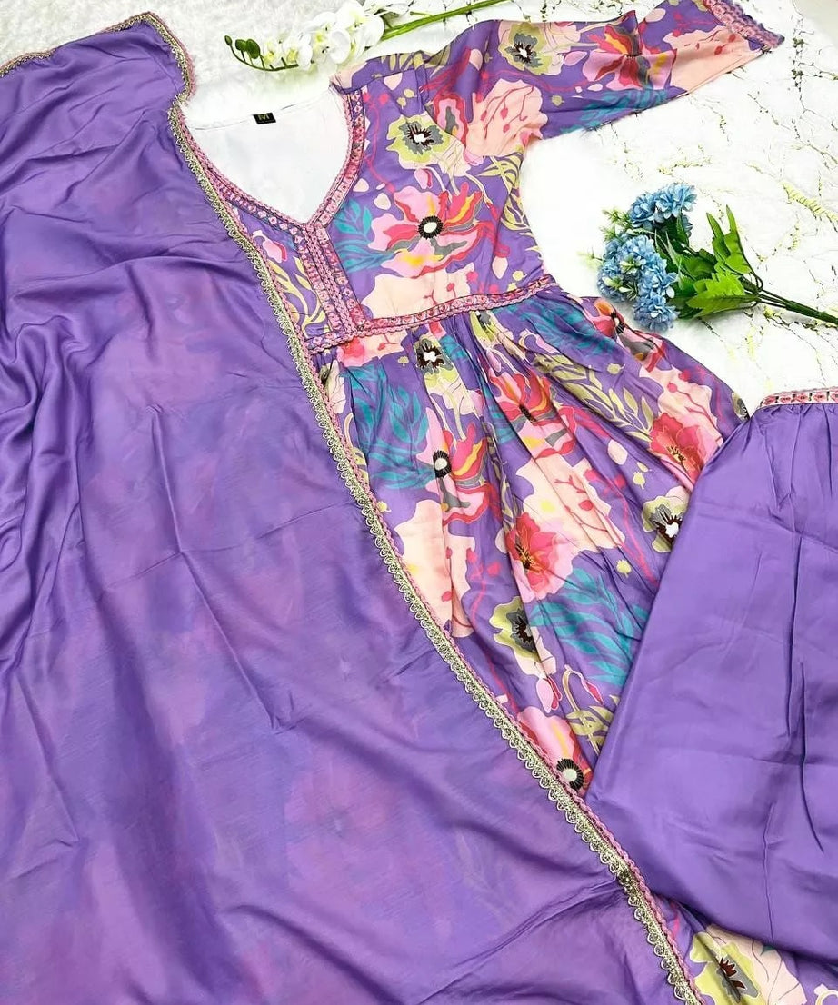 Full Stitched Muslin With Digital Print Top Pant & Dupatta