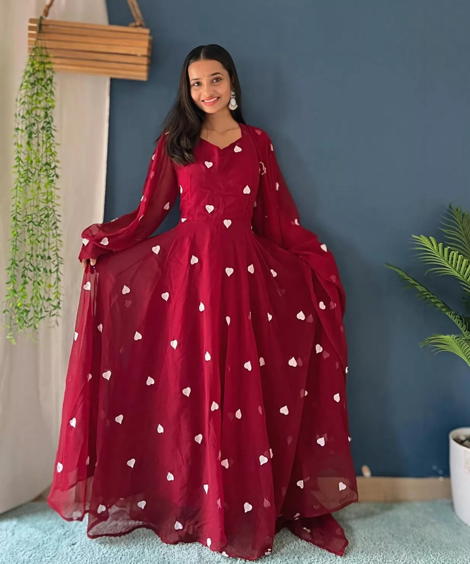 Faux Georgette Anarkali Gown Bottom & Dupatta