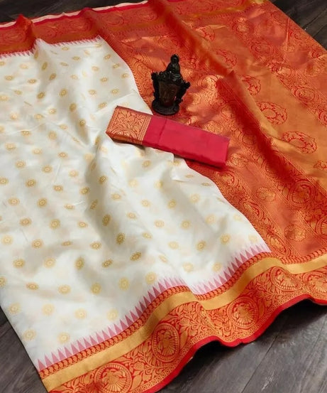 Designer Classic Banarasi Soft Silk Saree With Blouse For Women's