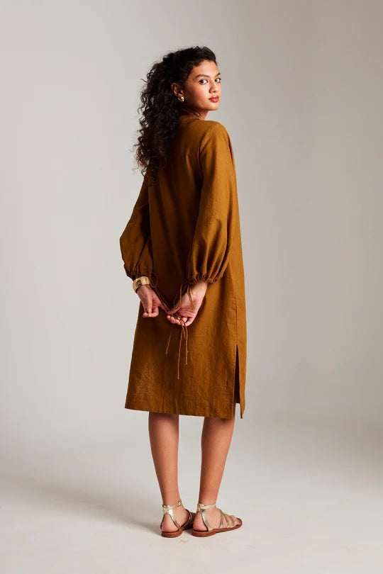 Co-Linen Balloon Sleeves Dress