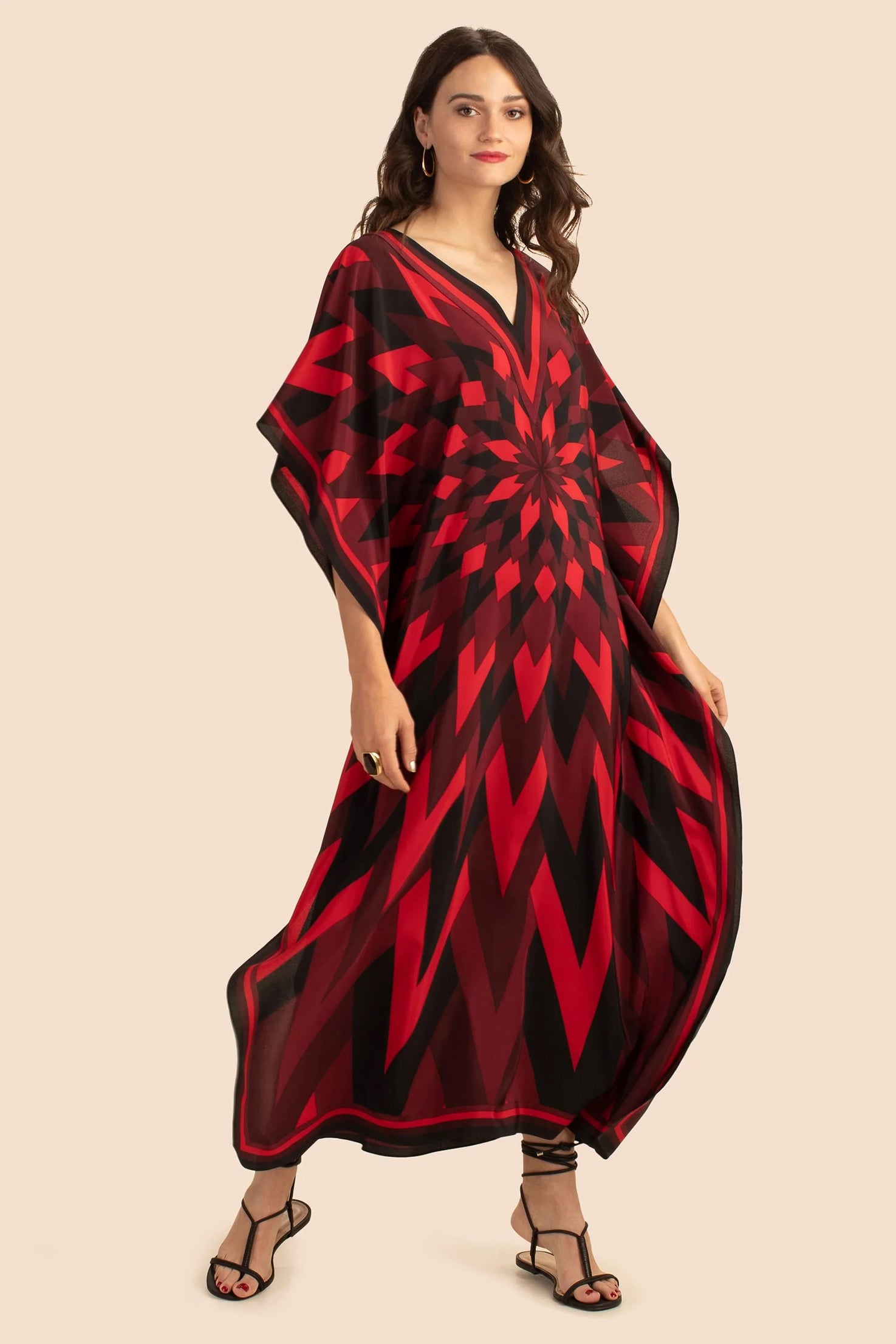 Elegant Silk Crepe Kaftan - Luxurious, Lightweight Caftan For Women's