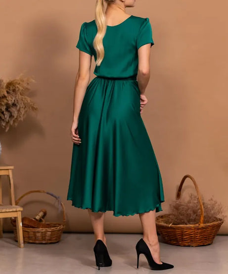 Emerald Green Bridesmaid Dress Boat Neckline Dress
