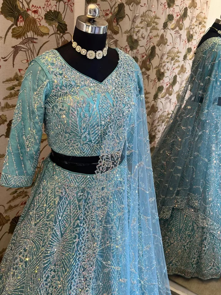 Diamond And Glitter Sequence Design Work Lehenga Choli