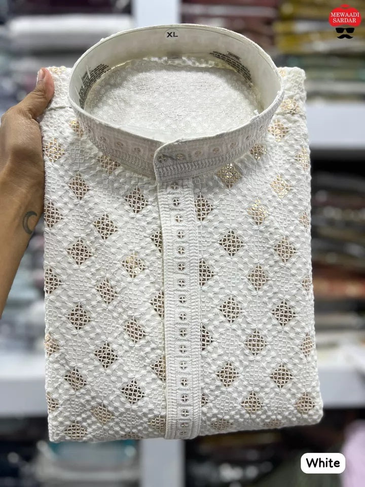 Premium Rayon Party Wedding Wear Full Stitched Kurta Pajama Set For Men's