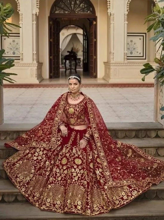 9000 Heavy Velvet Festival Classic Indian Bollywood Lehenga Blouse Dupatta
