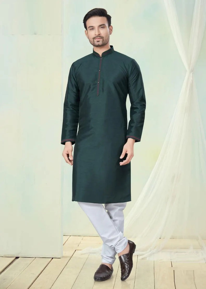 Pure Silk With Pintex Work Men's Kurta Pajama