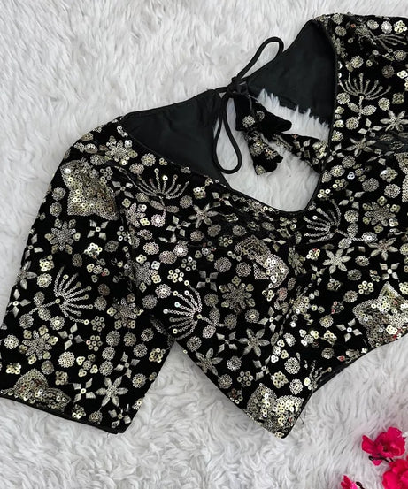 Pure Velvet Full Stitched Traditional Function Designer Blouse & Choli