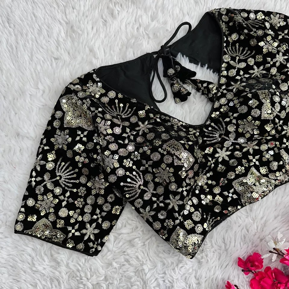 Pure Velvet Full Stitched Traditional Function Designer Blouse & Choli