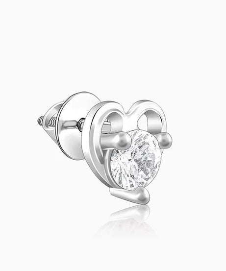 Silver Zircon Small Heart Studs