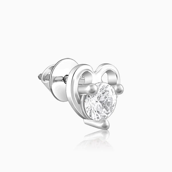 Silver Zircon Small Heart Studs