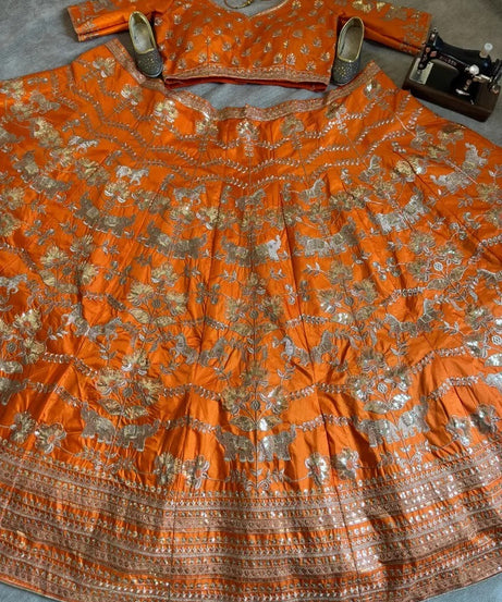 Jalpari Silk With Embroidery Sequence Zari Design Work Lehenga Work