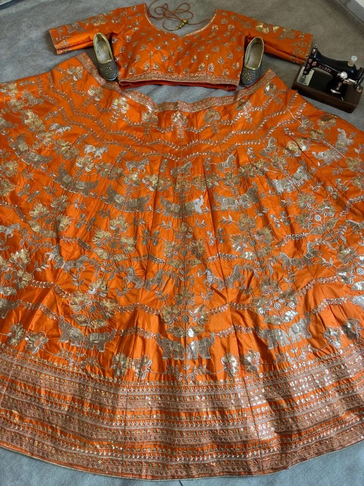 Jalpari Silk With Embroidery Sequence Zari Design Work Lehenga Work