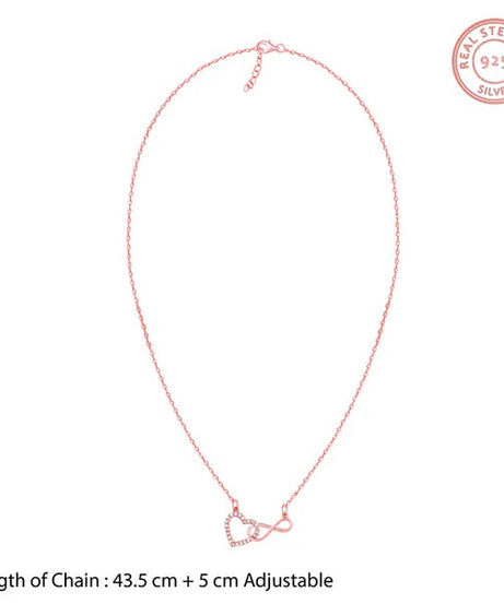 Rose Gold Sparkling Infinity Pendant with Link Chain