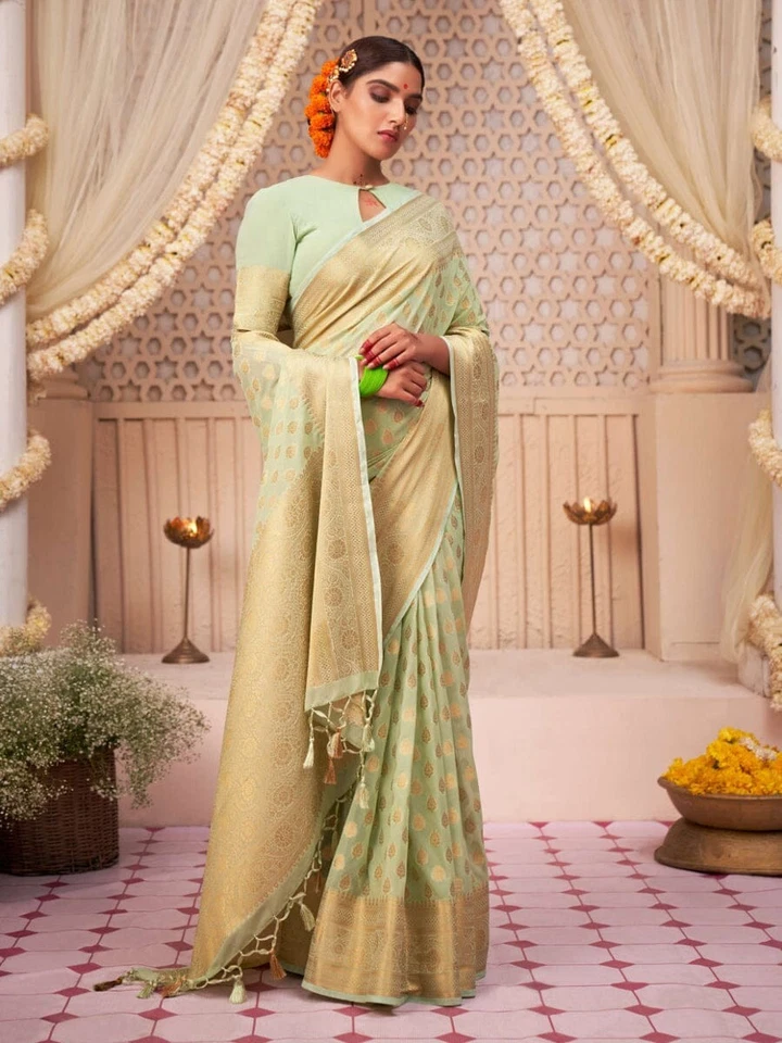 Trending Banarasi Soft Silk Wedding Wear Saree With Blouse 11-KT