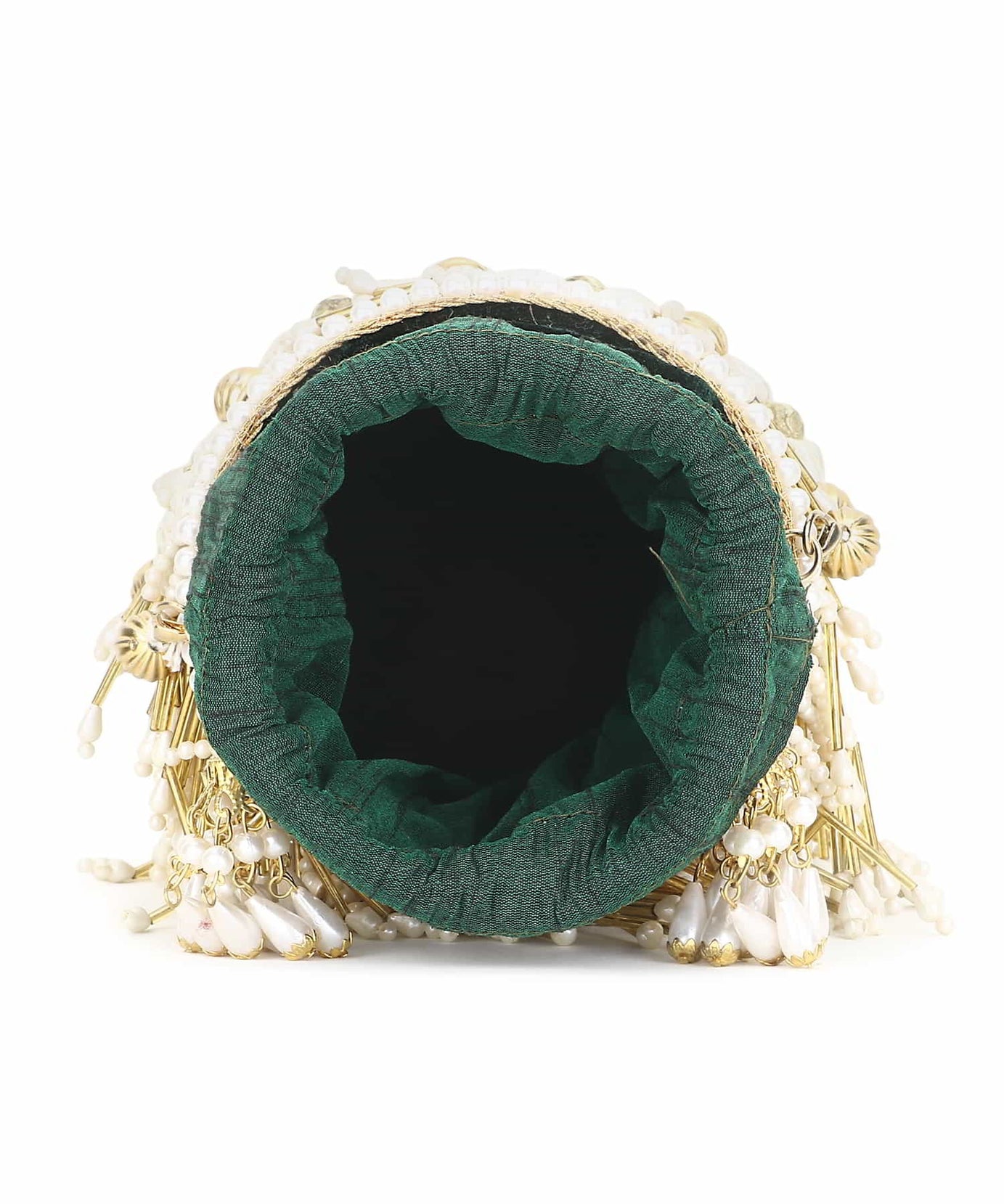 Dangle Chevron Embellished Velvet Potli Bag
