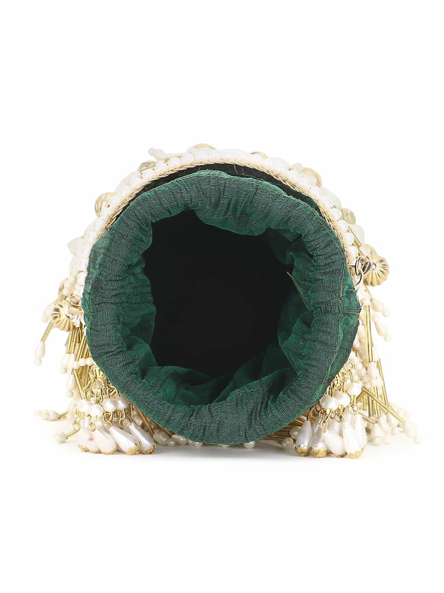 Dangle Chevron Embellished Velvet Potli Bag
