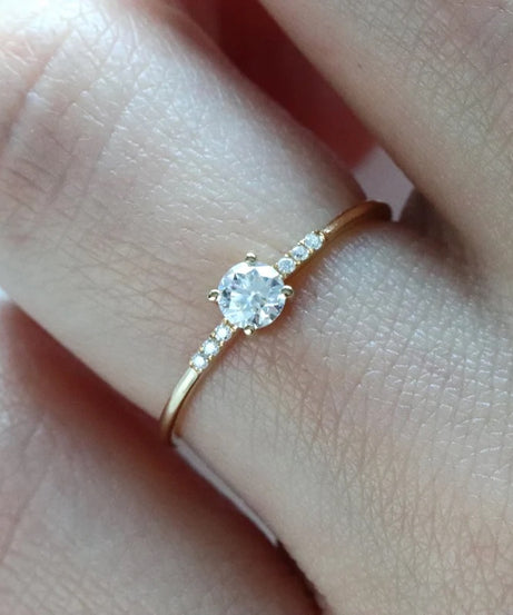 Round Cut Sterling Silver Engagement Ring