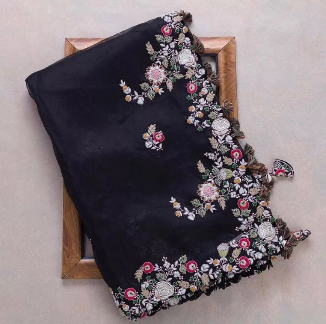 Georgette Embroidery Work Saree With Blouse,Party Wear Designer Saree