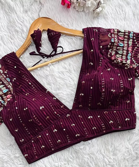 Full Stitched Blooming Georgette Wedding Party Wear Ethnic Blouse Choli