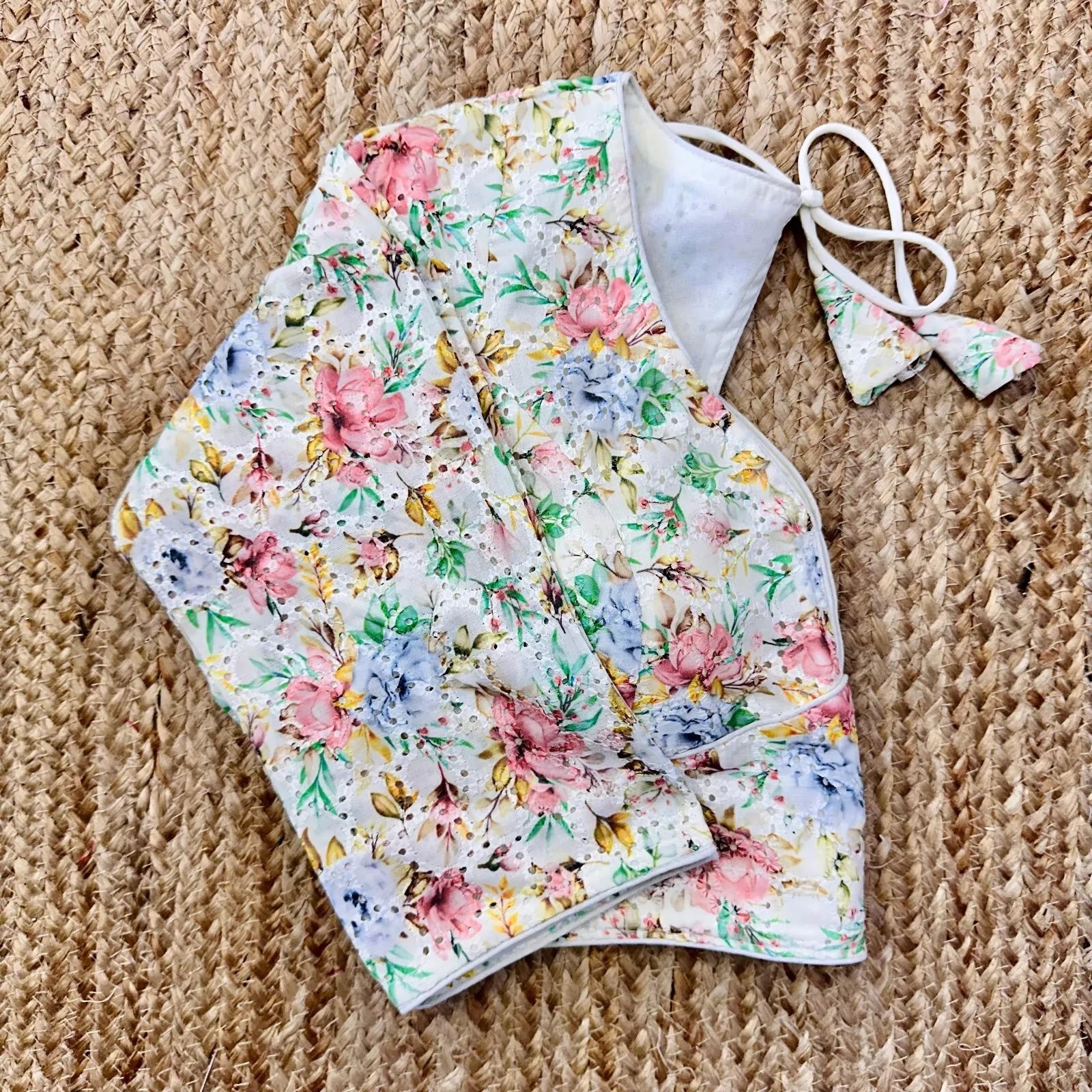 Wedding Hakoba With Flower Print All Over Blouse Choli