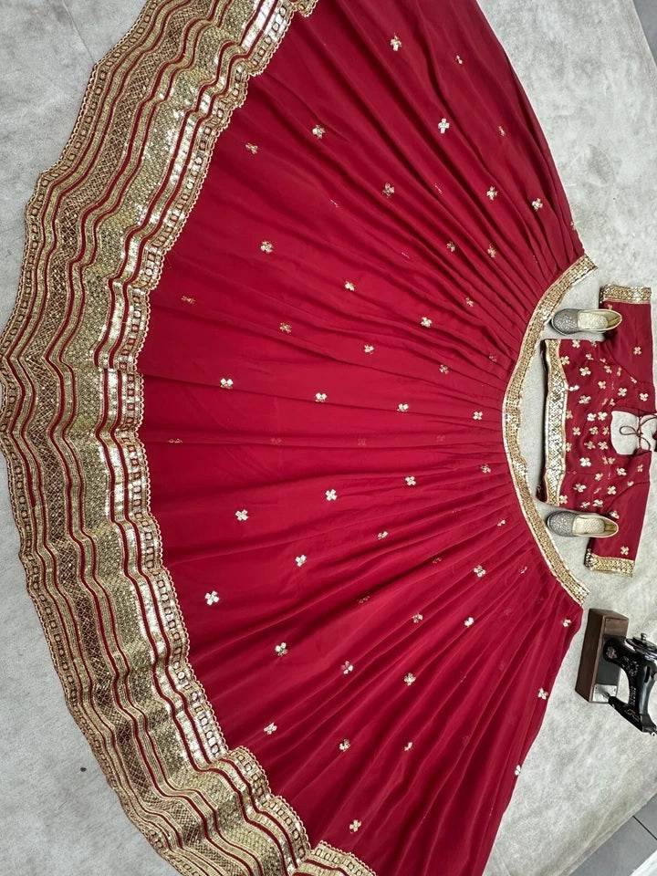 Premium Georgette Embroidery Sequence Wedding Lehenga Blouse with Dupatta 15-MA